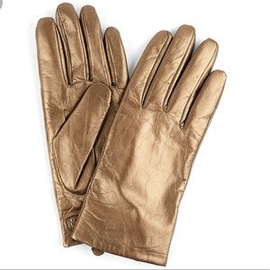 GLOVE.LY Gold Leather Touch Screen Gloves Sz S
